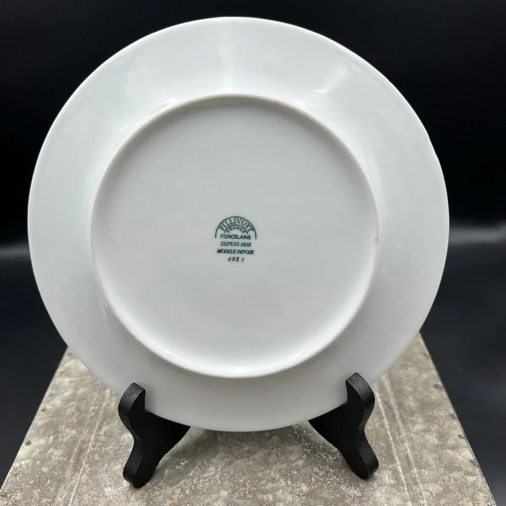 Vintage Pillivuyt France Blue Floral Sprig Porcelain Salad Plate 7.5